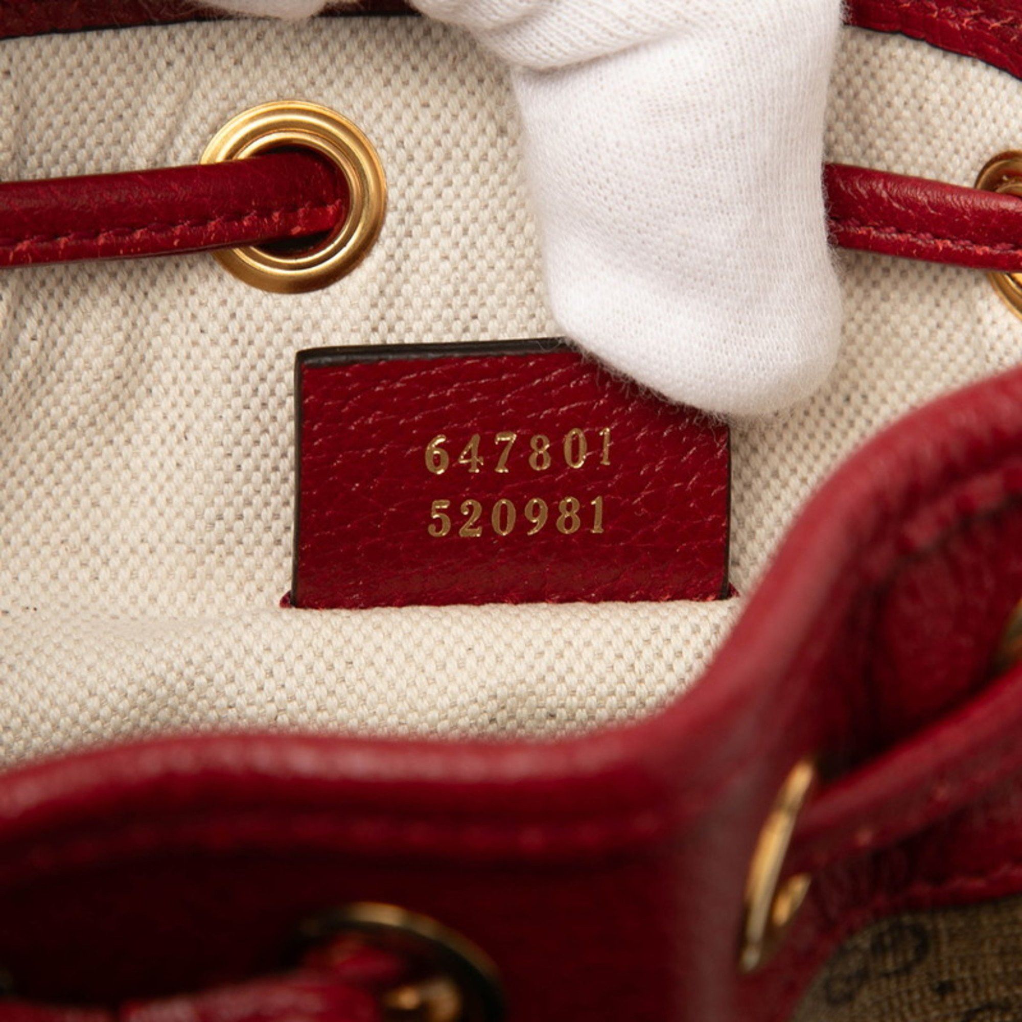 Gucci x Doraemon Micro GG Supreme Mini Bucket Bag Shoulder 647801 Brown and Red Leather Women's GUCCI
