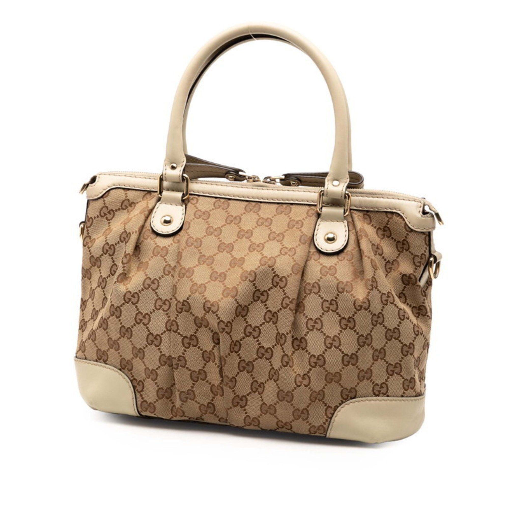Gucci Gucci GG Canvas Handbag/Shoulder Bag 2WAY 247902 Beige White Leather Women's GUCCI Size ONE SIZE - 2 Thumbnail