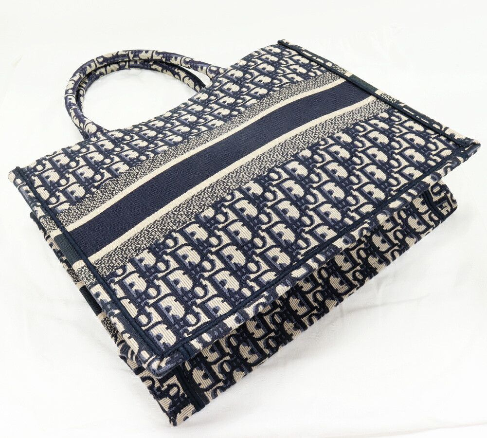 Dior Dior Christian Dior Book Tote Oblique Embroidery Cotton Canvas Tote Bag Cotton Tote Bag M1296ZRIW_M828 DUTY FREE for USA Size ONE SIZE - 3 Thumbnail