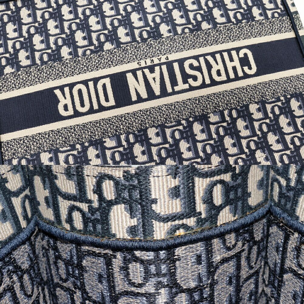 Dior Dior Christian Dior Book Tote Oblique Embroidery Cotton Canvas Tote Bag Cotton Tote Bag M1296ZRIW_M828 DUTY FREE for USA Size ONE SIZE - 6 Thumbnail