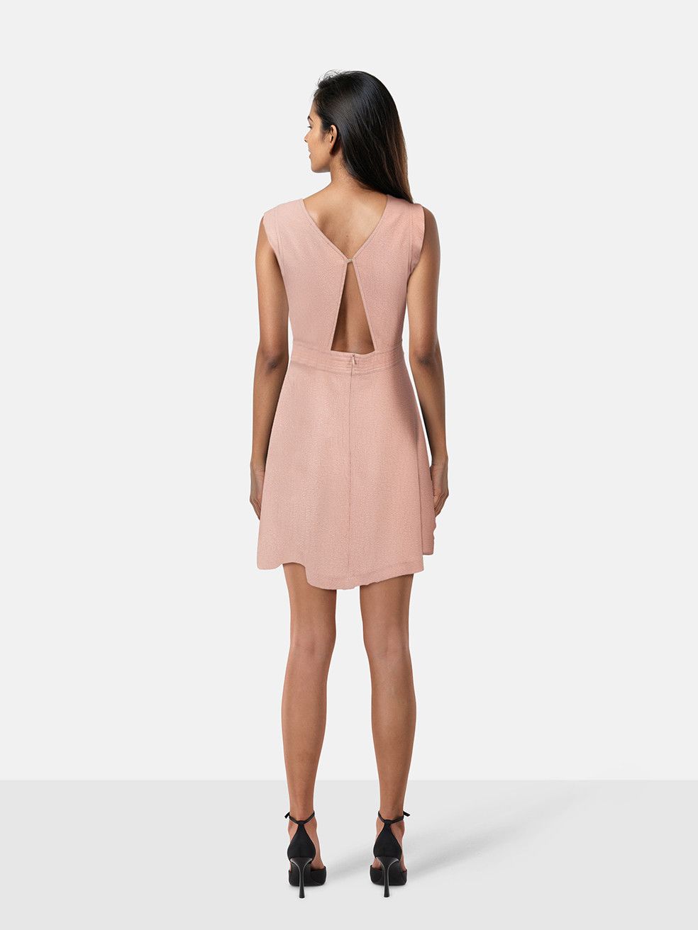 Sandro Pink V Neck Back Cut Out Mini Dress Size S / US 4 / IT 40 - 2 Thumbnail