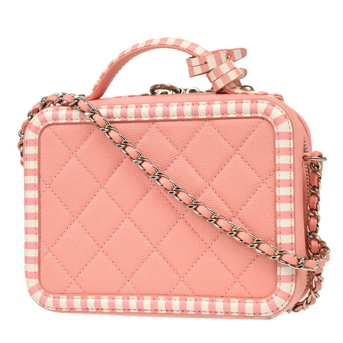 Chanel Chanel Filigree Vanity Case Quilted Caviar with Striped Leather Size ONE SIZE - 2 Thumbnail