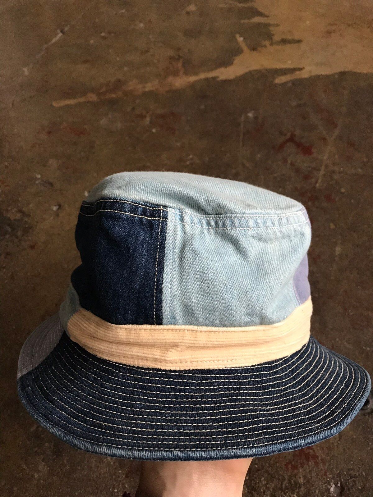 Pre-owned Kapital Color Block Bucket Hat In Blue