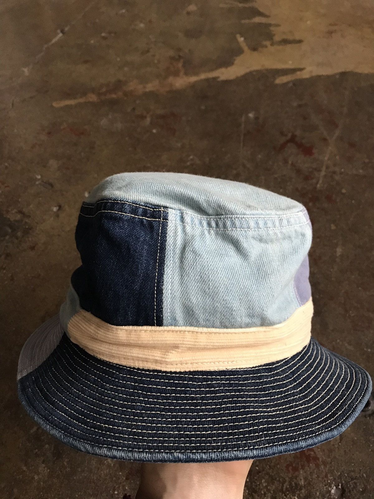 image of Kapital Color Block Bucket Hat in Blue, Men's