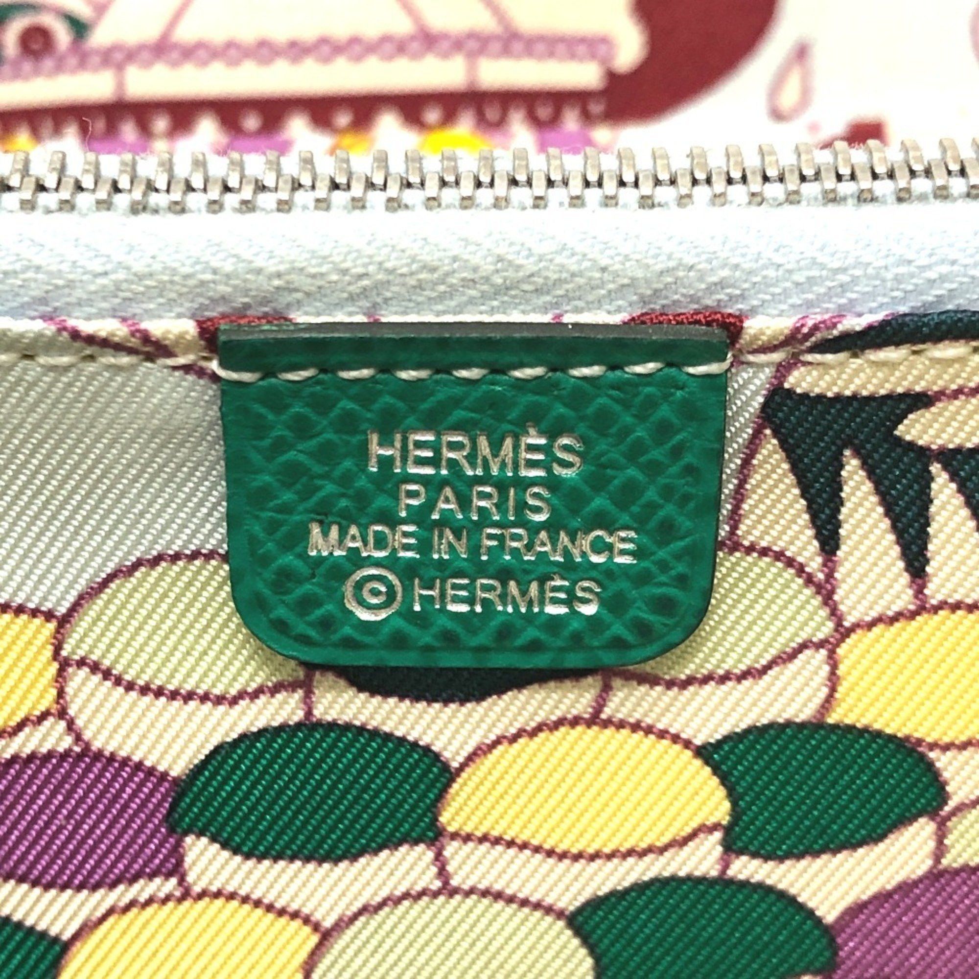 Hermes HERMES Azap Compact Silkin Round Wallet, Bi-fold Epsom Leather, Women's, Vert Jade Green Size ONE SIZE - 12 Thumbnail