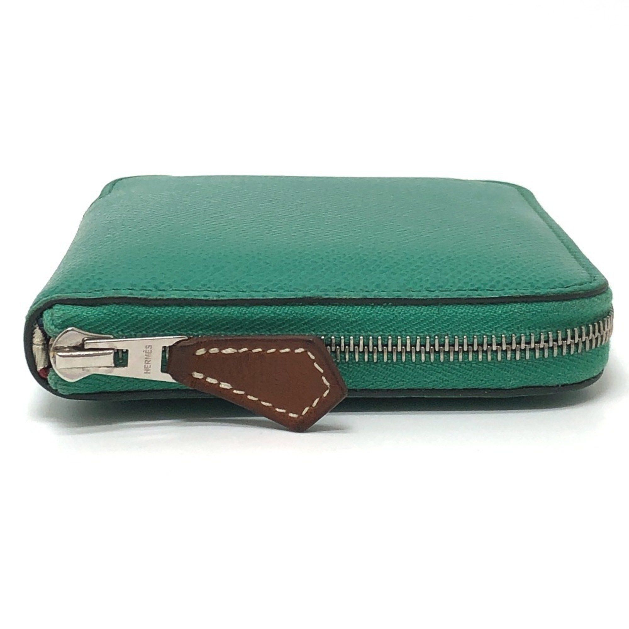 Hermes HERMES Azap Compact Silkin Round Wallet, Bi-fold Epsom Leather, Women's, Vert Jade Green Size ONE SIZE - 3 Thumbnail