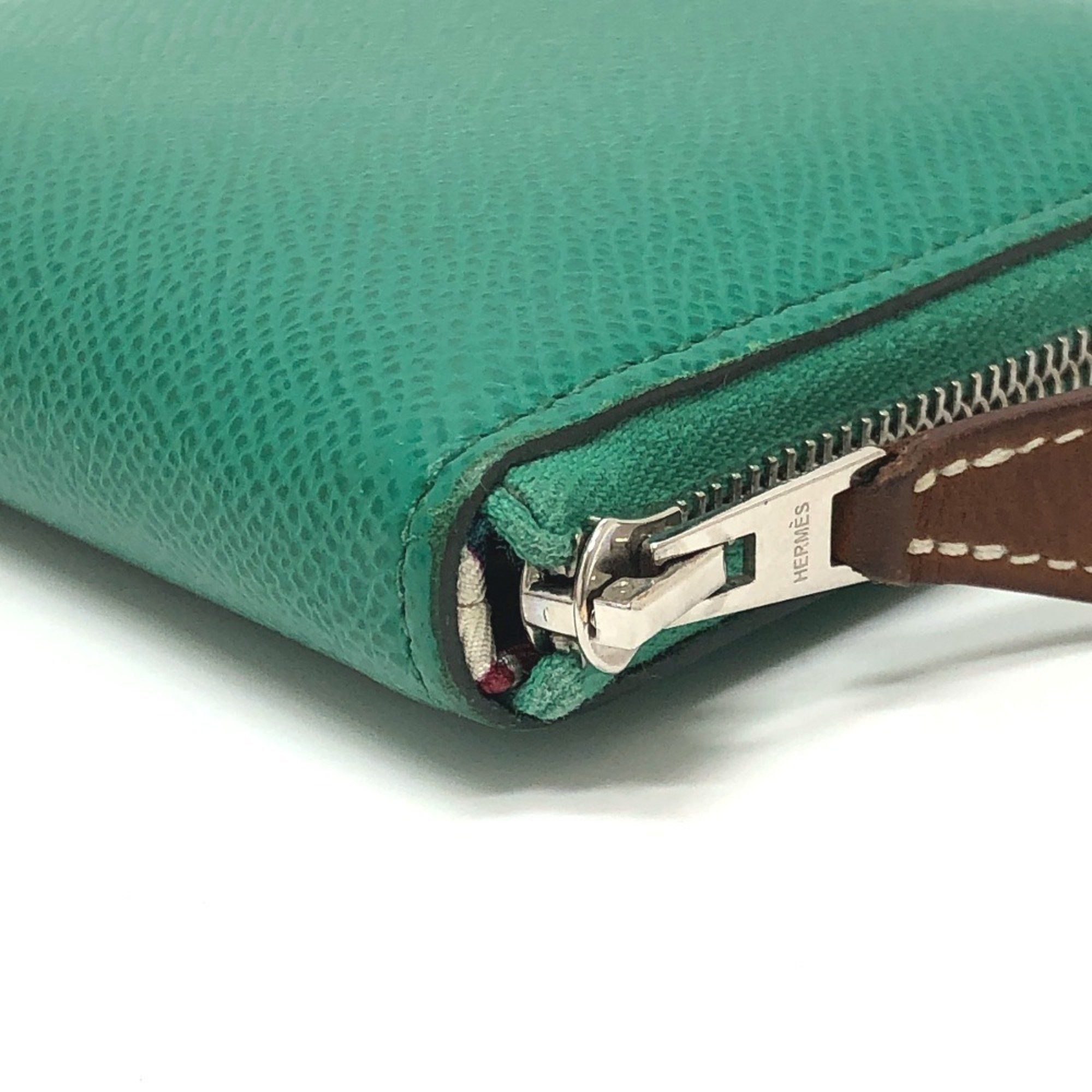 Hermes HERMES Azap Compact Silkin Round Wallet, Bi-fold Epsom Leather, Women's, Vert Jade Green Size ONE SIZE - 5 Thumbnail