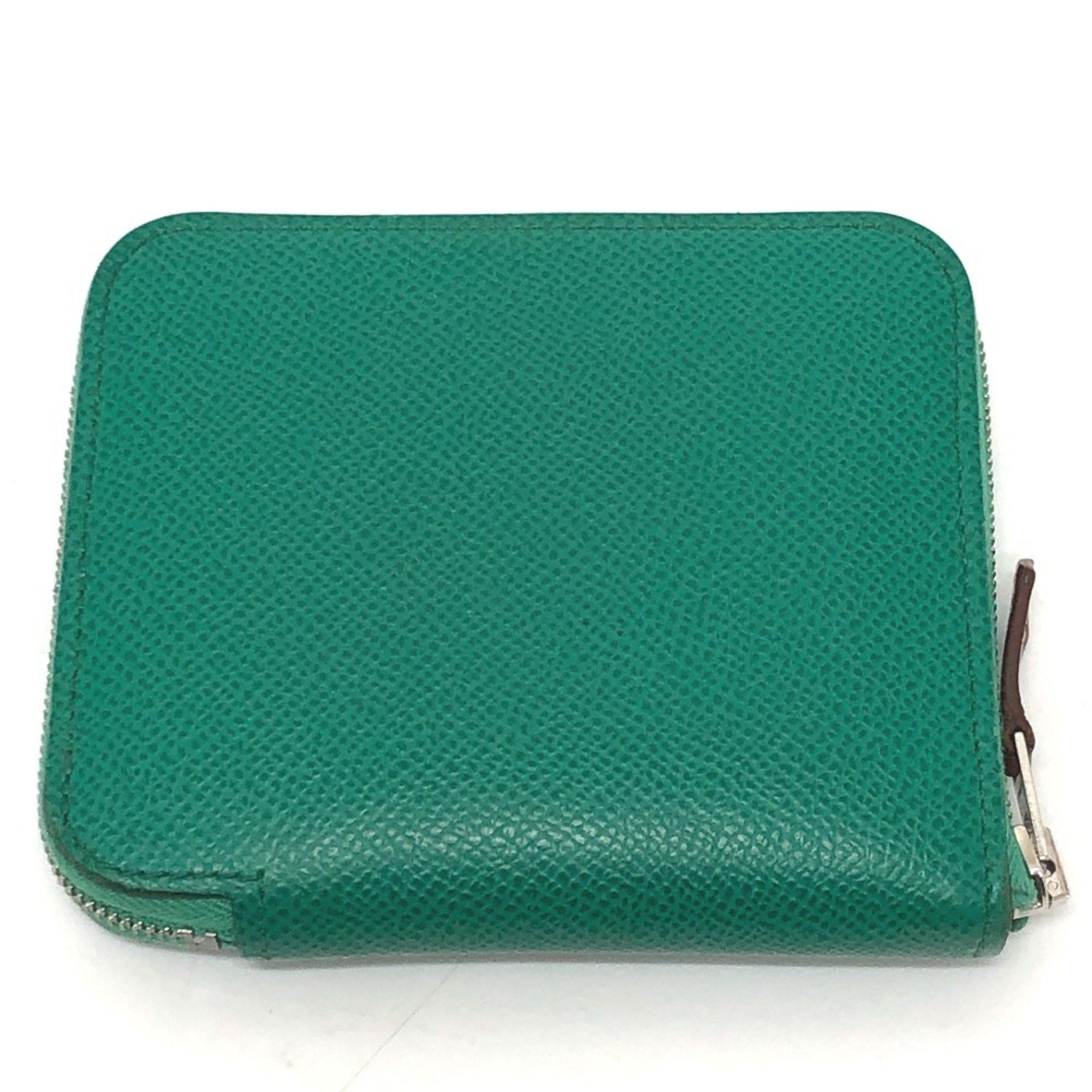 Hermes HERMES Azap Compact Silkin Round Wallet, Bi-fold Epsom Leather, Women's, Vert Jade Green Size ONE SIZE - 2 Thumbnail