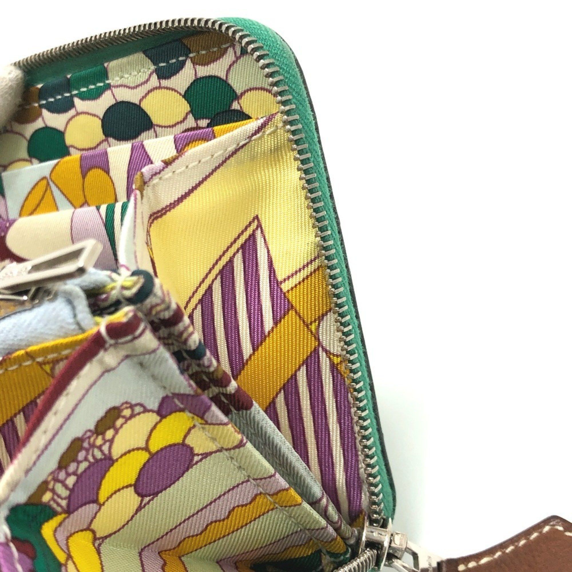 Hermes HERMES Azap Compact Silkin Round Wallet, Bi-fold Epsom Leather, Women's, Vert Jade Green Size ONE SIZE - 11 Thumbnail