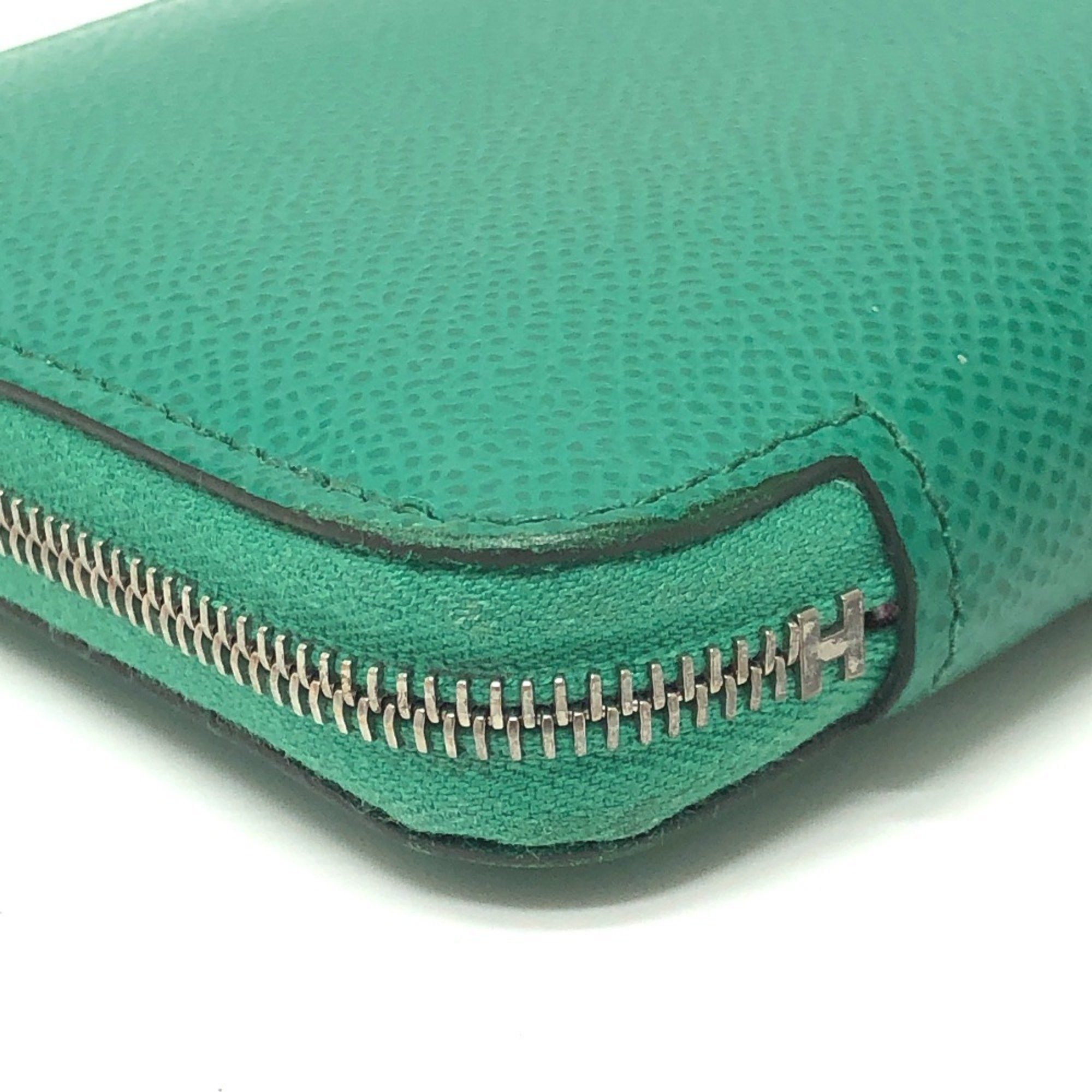Hermes HERMES Azap Compact Silkin Round Wallet, Bi-fold Epsom Leather, Women's, Vert Jade Green Size ONE SIZE - 6 Thumbnail