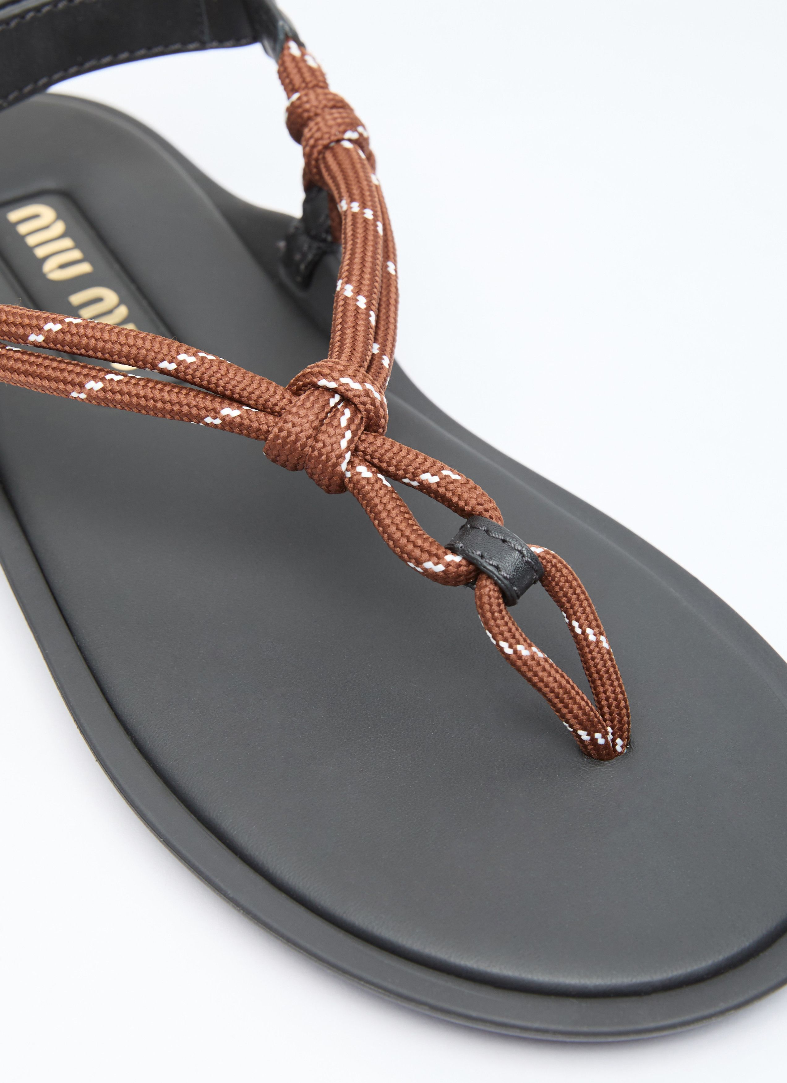 Miu Miu Riviere Cord And Leather Sandals Size US 6 / IT 36 - 2 Thumbnail