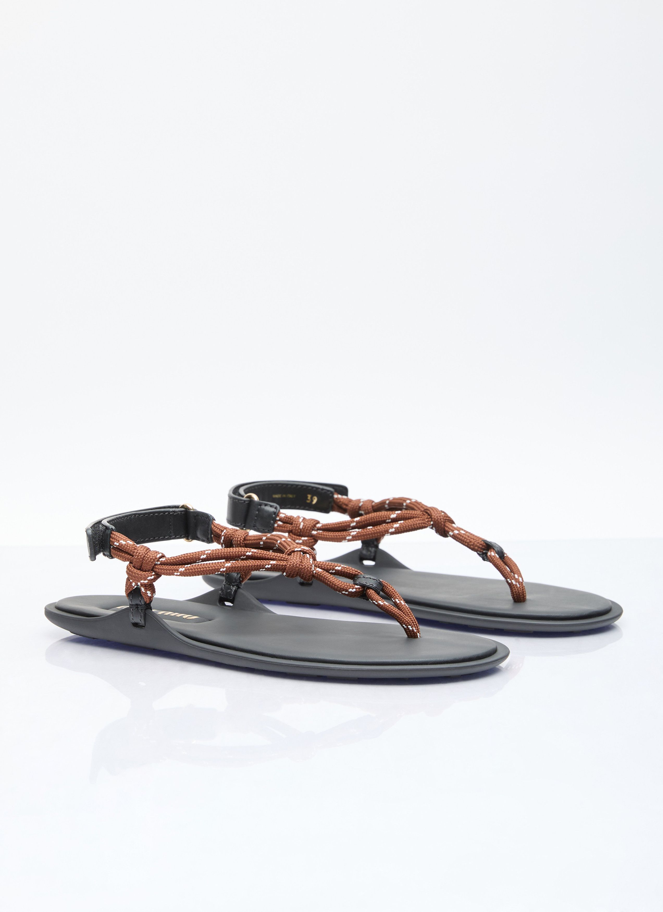 Miu Miu Riviere Cord And Leather Sandals Size US 6 / IT 36 - 3 Thumbnail