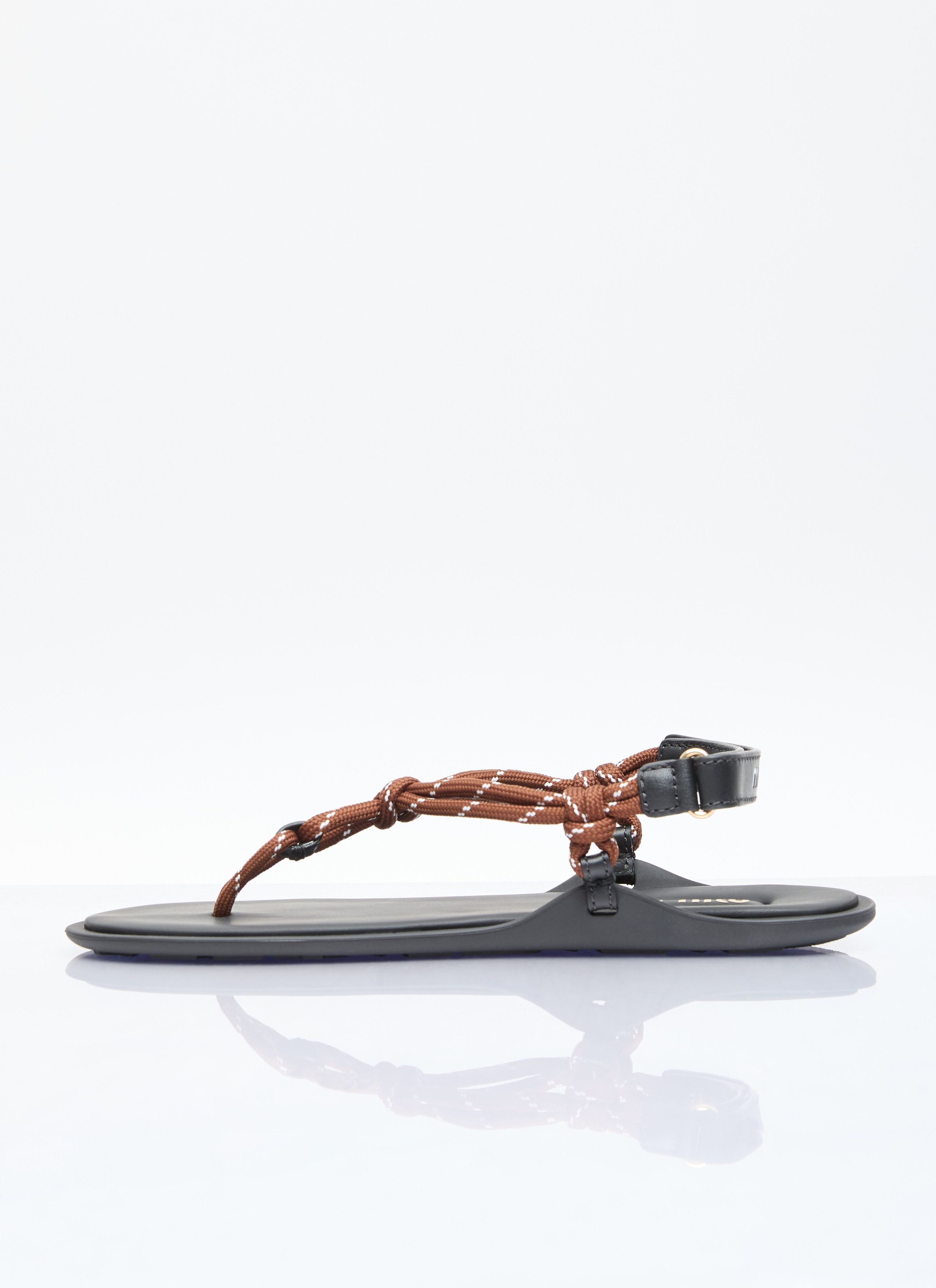 Miu Miu Riviere Cord And Leather Sandals Size US 7 / IT 37 - 4 Thumbnail