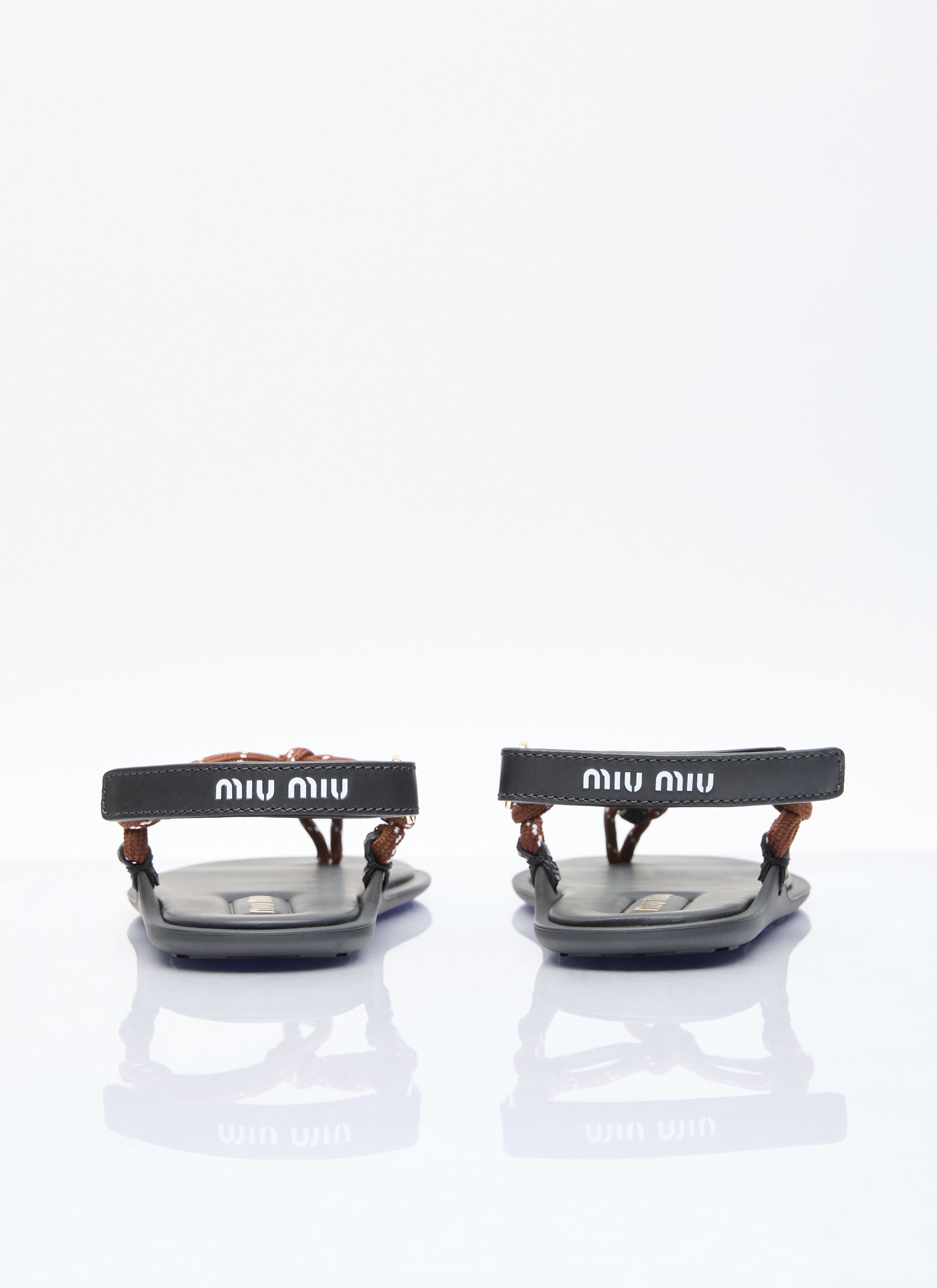 Miu Miu Riviere Cord And Leather Sandals Size US 10 / IT 40 - 6 Thumbnail