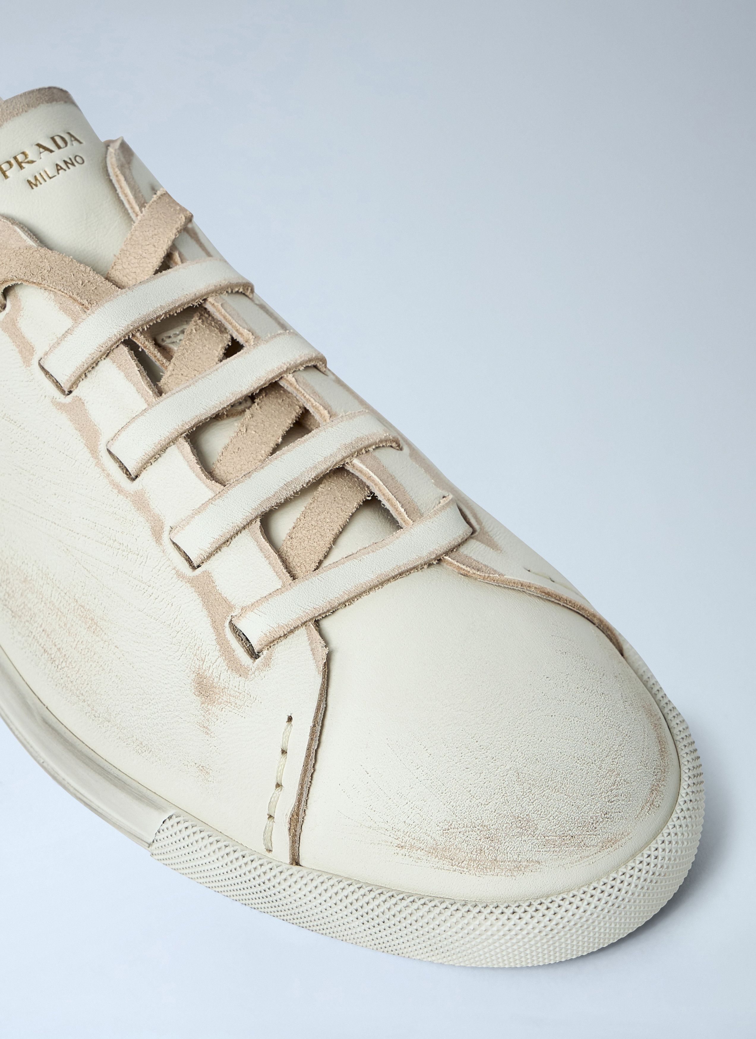 Prada Antiqued Leather Sneakers Size US 6 / IT 36 - 3 Thumbnail