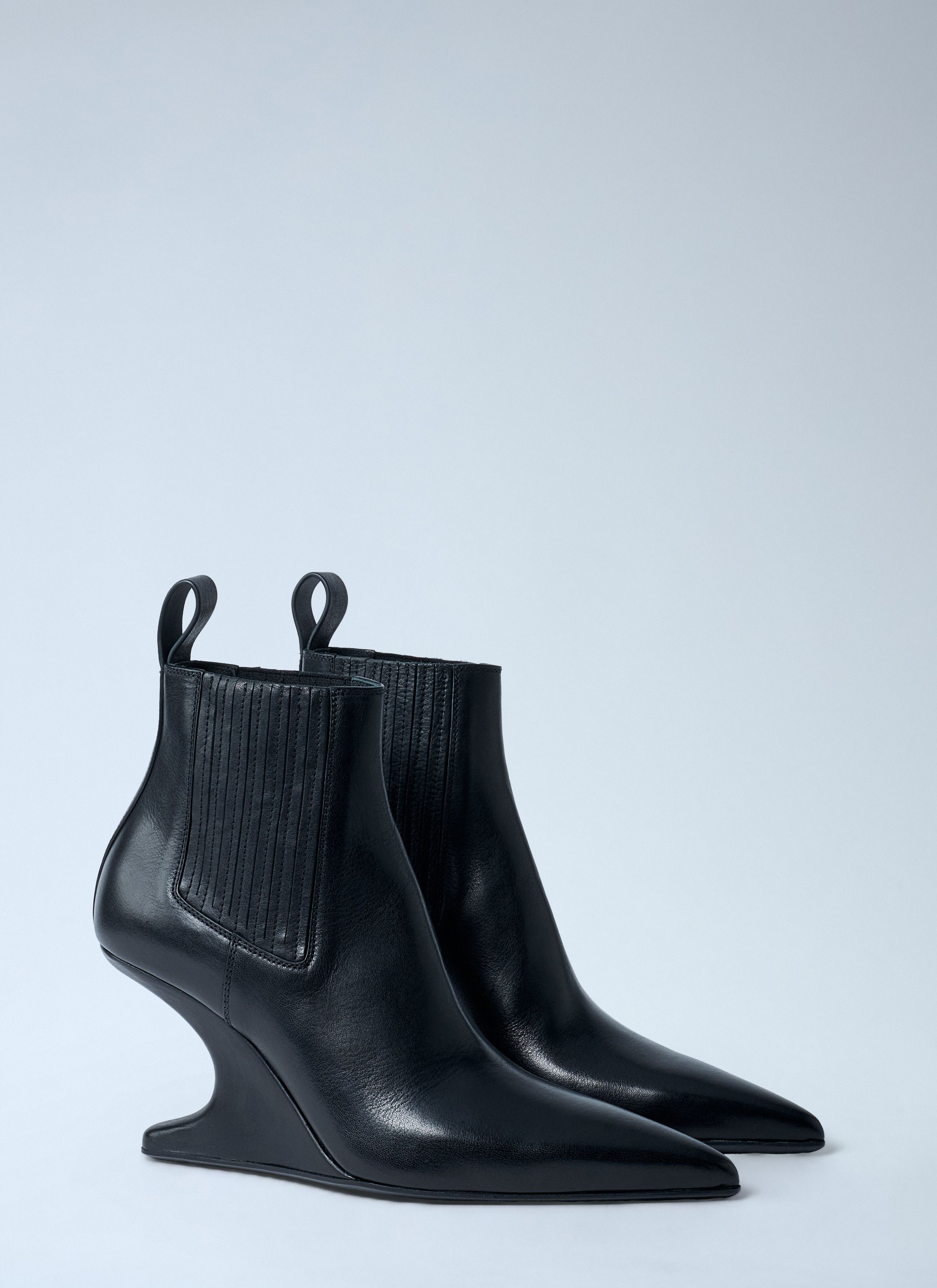 Rick Owens Leather Wedge Ankle Boots Size US 9 / IT 39 - 2 Thumbnail