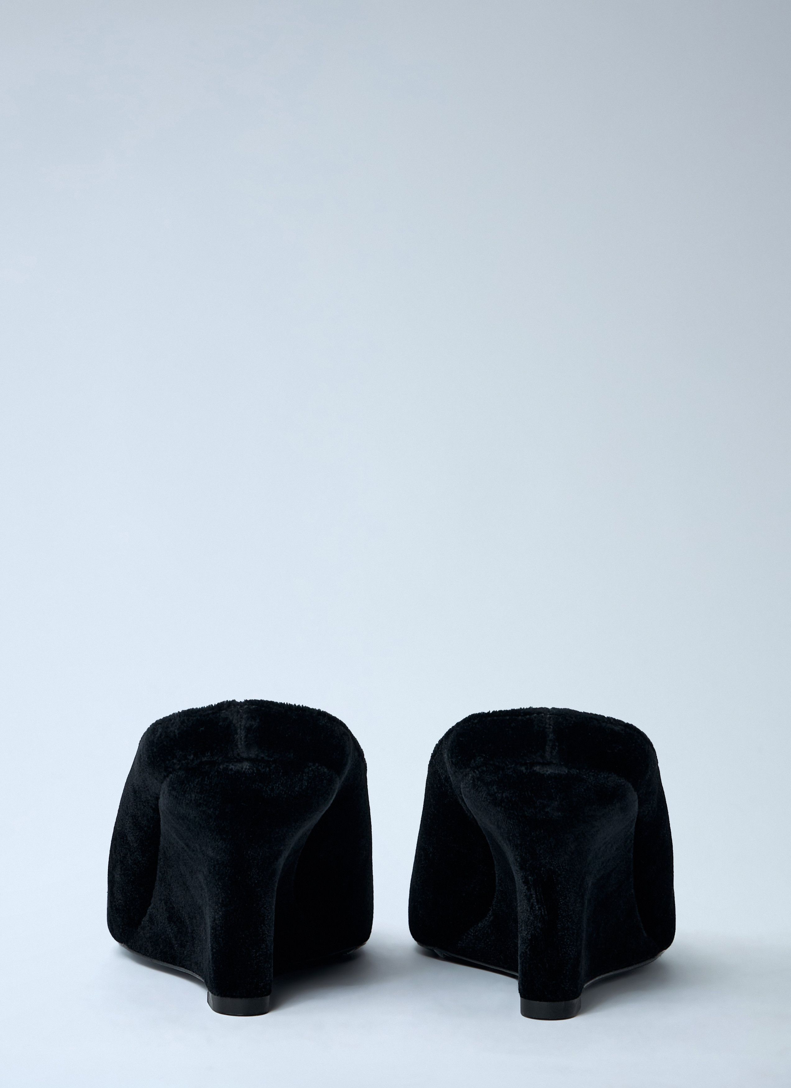 Velvet Peep-Toe Wedge Mules