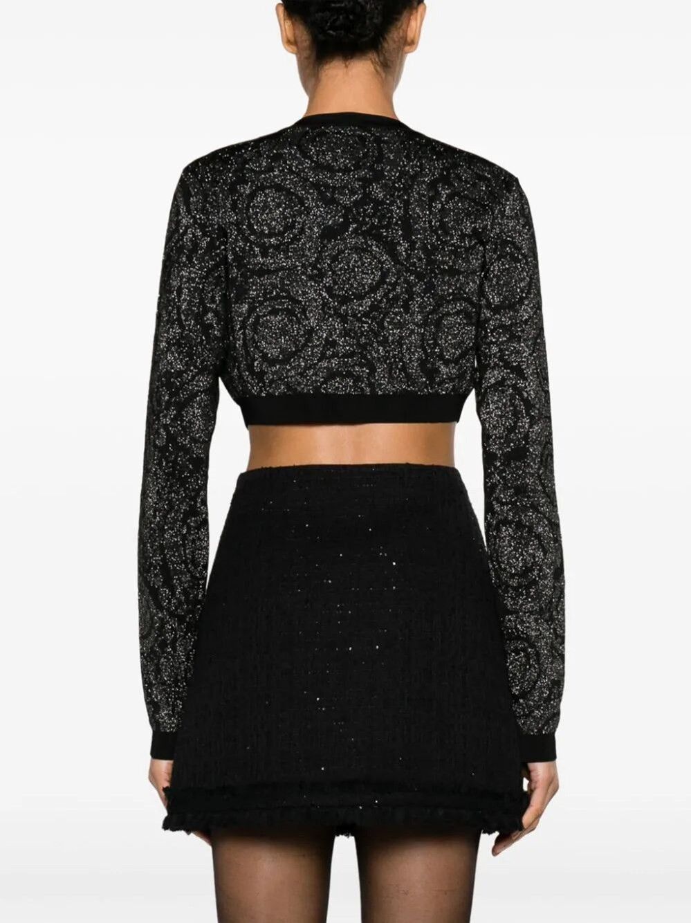 Versace `Barocco Texture` Knit Cropped Cardigan Size L / US 10 / IT 46 - 5 Thumbnail
