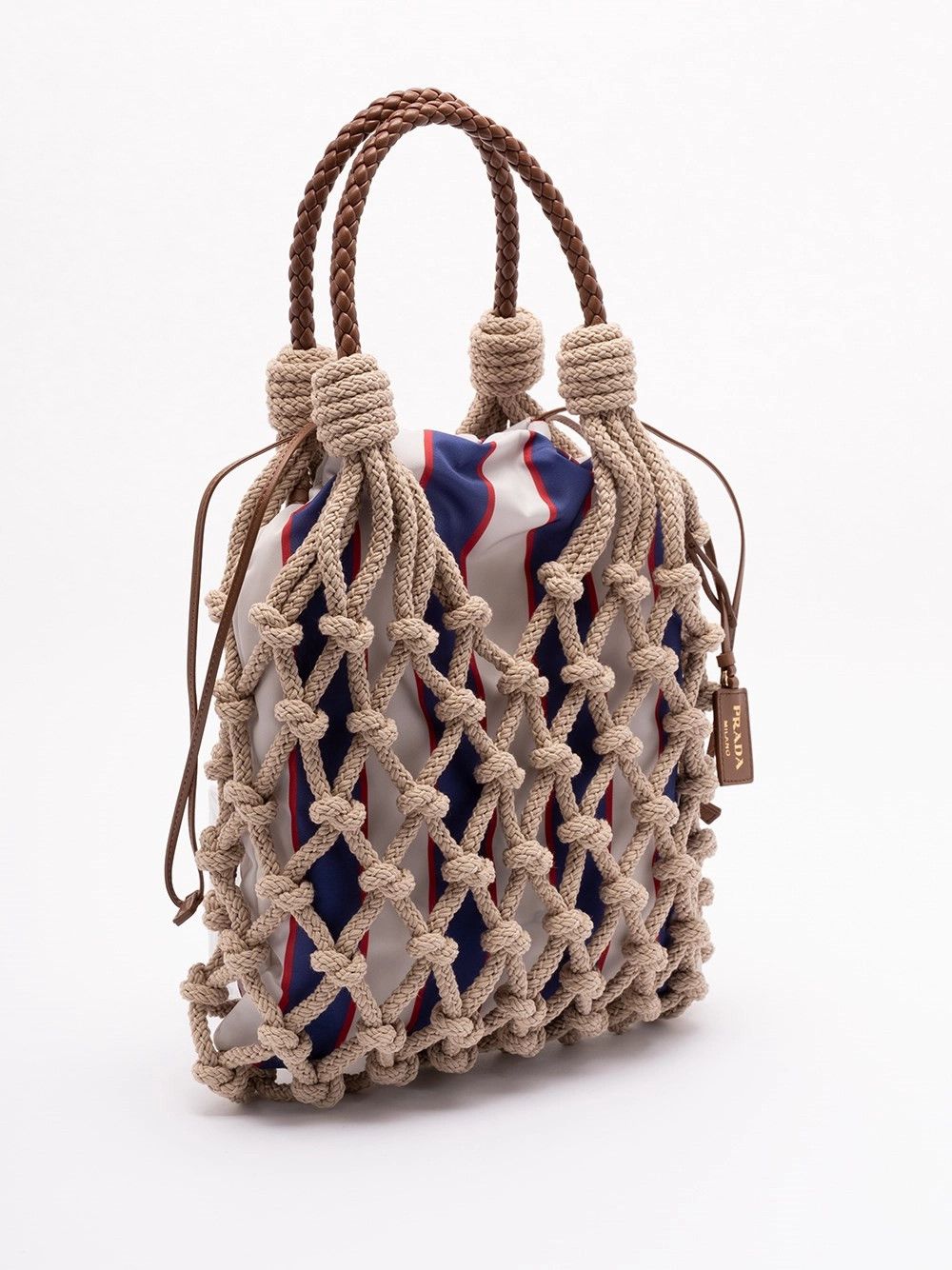 Prada ``Prada Noué` Cotton and Leather Handbag Size ONE SIZE - 3 Thumbnail