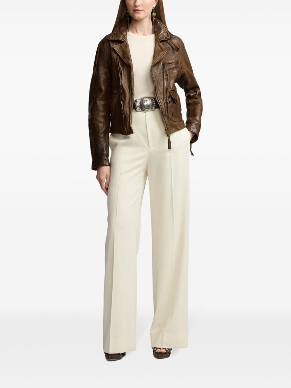 Ralph Lauren `Andrea` Leather Jacket Size S / US 4 / IT 40 - 2 Thumbnail