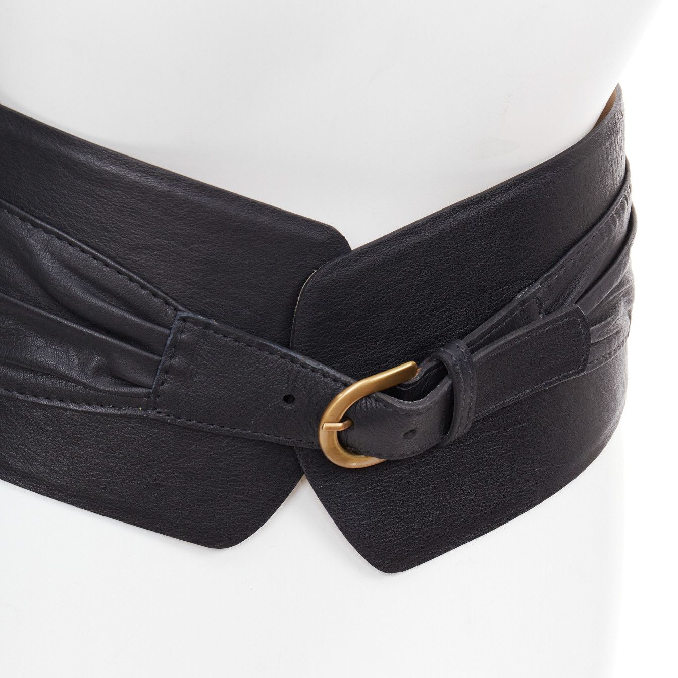 Other ANDRES OTALORA Viviendo Obi black leather tie front buckled wide belt Size ONE SIZE - 2 Thumbnail