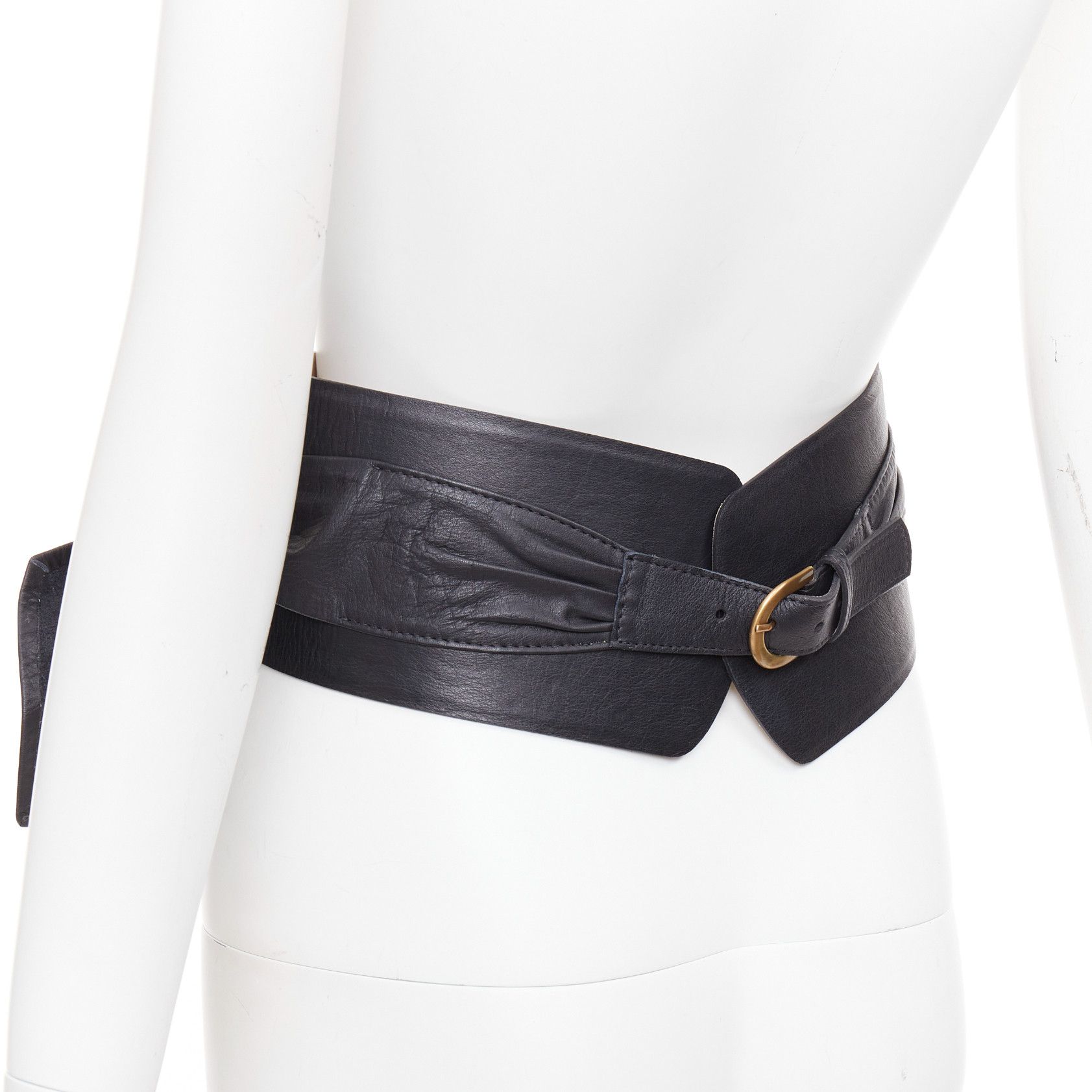 Other ANDRES OTALORA Viviendo Obi black leather tie front buckled wide belt Size ONE SIZE - 6 Thumbnail