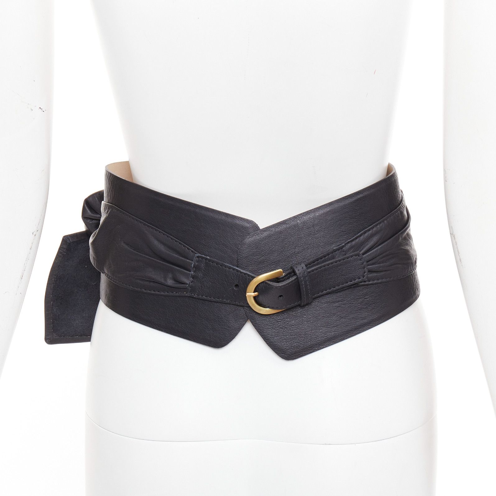 Other ANDRES OTALORA Viviendo Obi black leather tie front buckled wide belt Size ONE SIZE - 5 Thumbnail