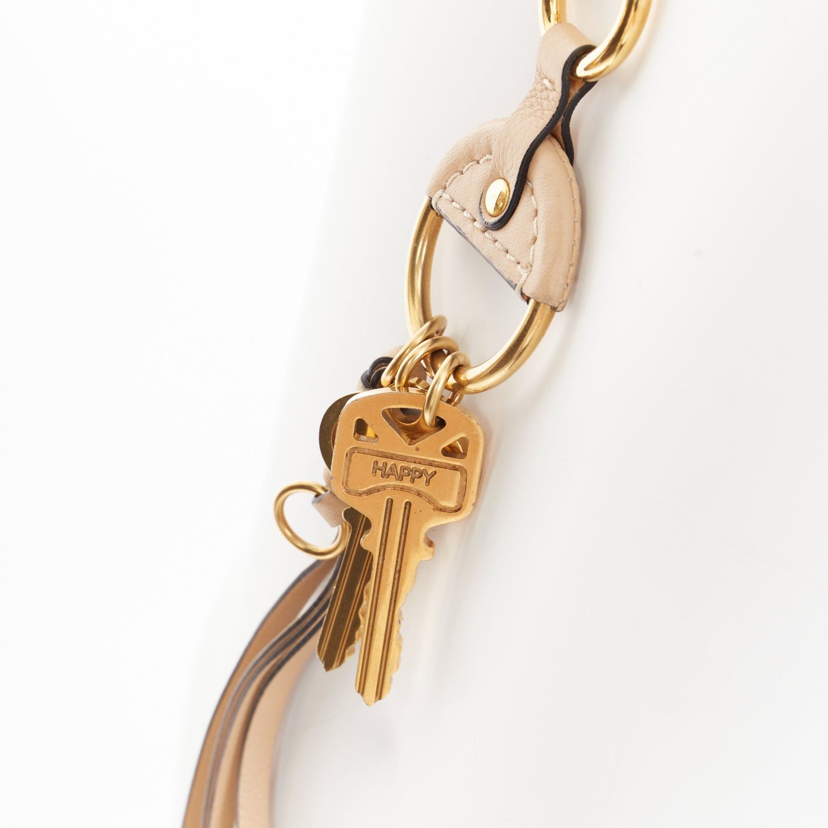 Chloe CHLOE Nicole brown leather gold Happy key chain bag charm long necklace Size ONE SIZE - 7 Thumbnail