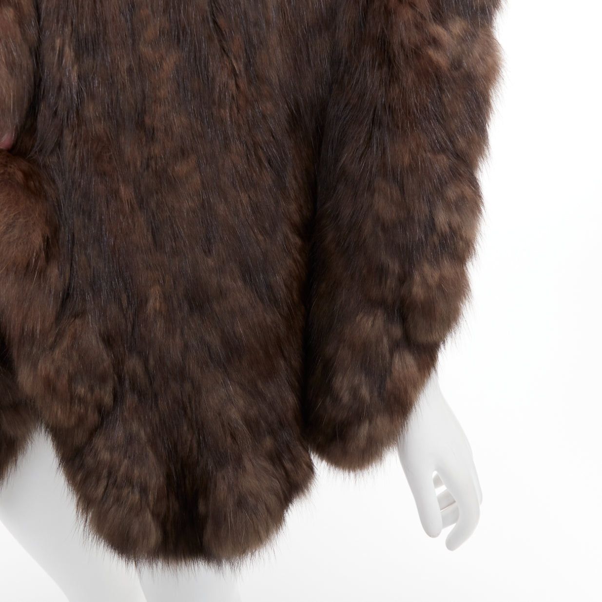 Other Brown genuine fur patchwork large shawl stole scarf Size ONE SIZE - 7 Thumbnail