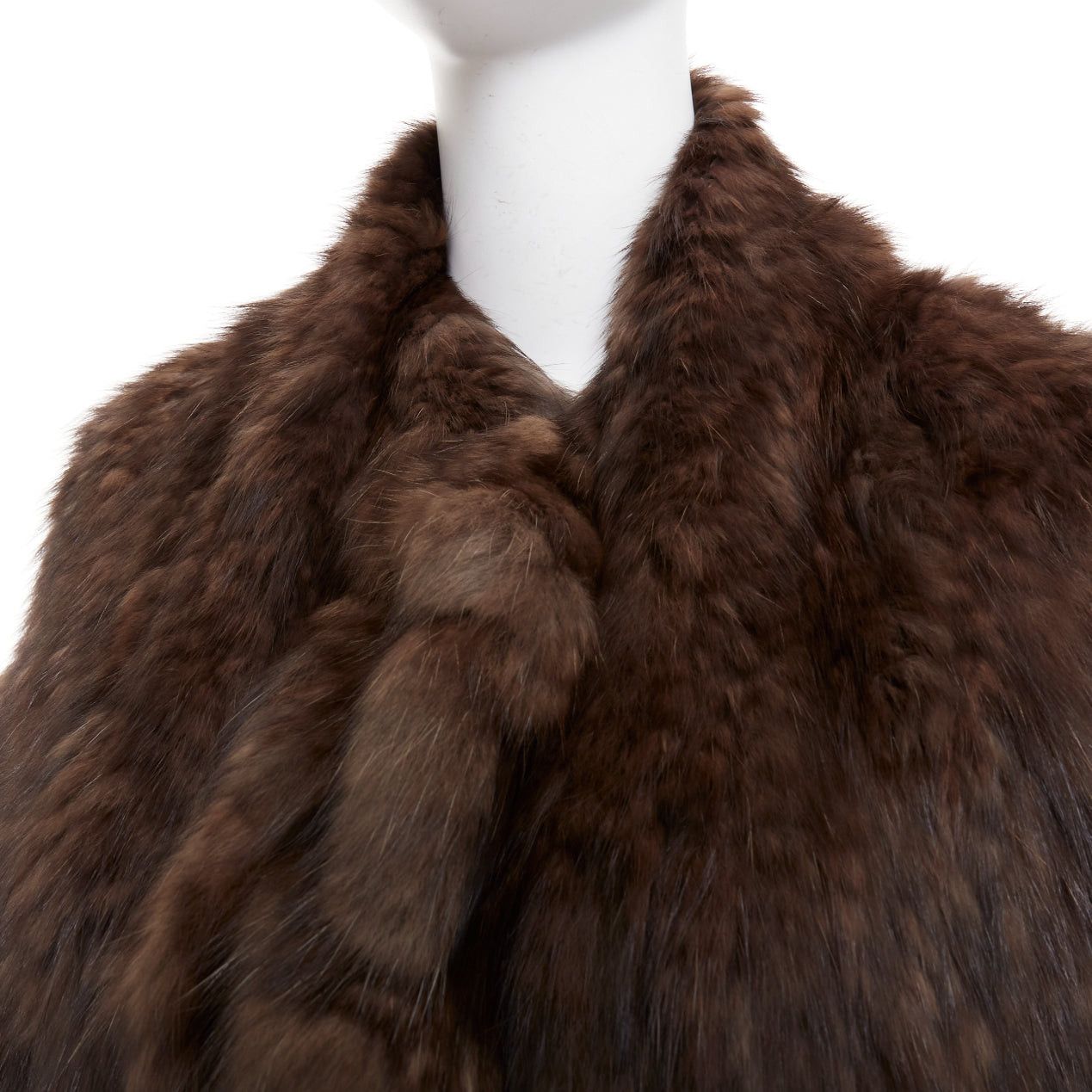 Other Brown genuine fur patchwork large shawl stole scarf Size ONE SIZE - 6 Thumbnail