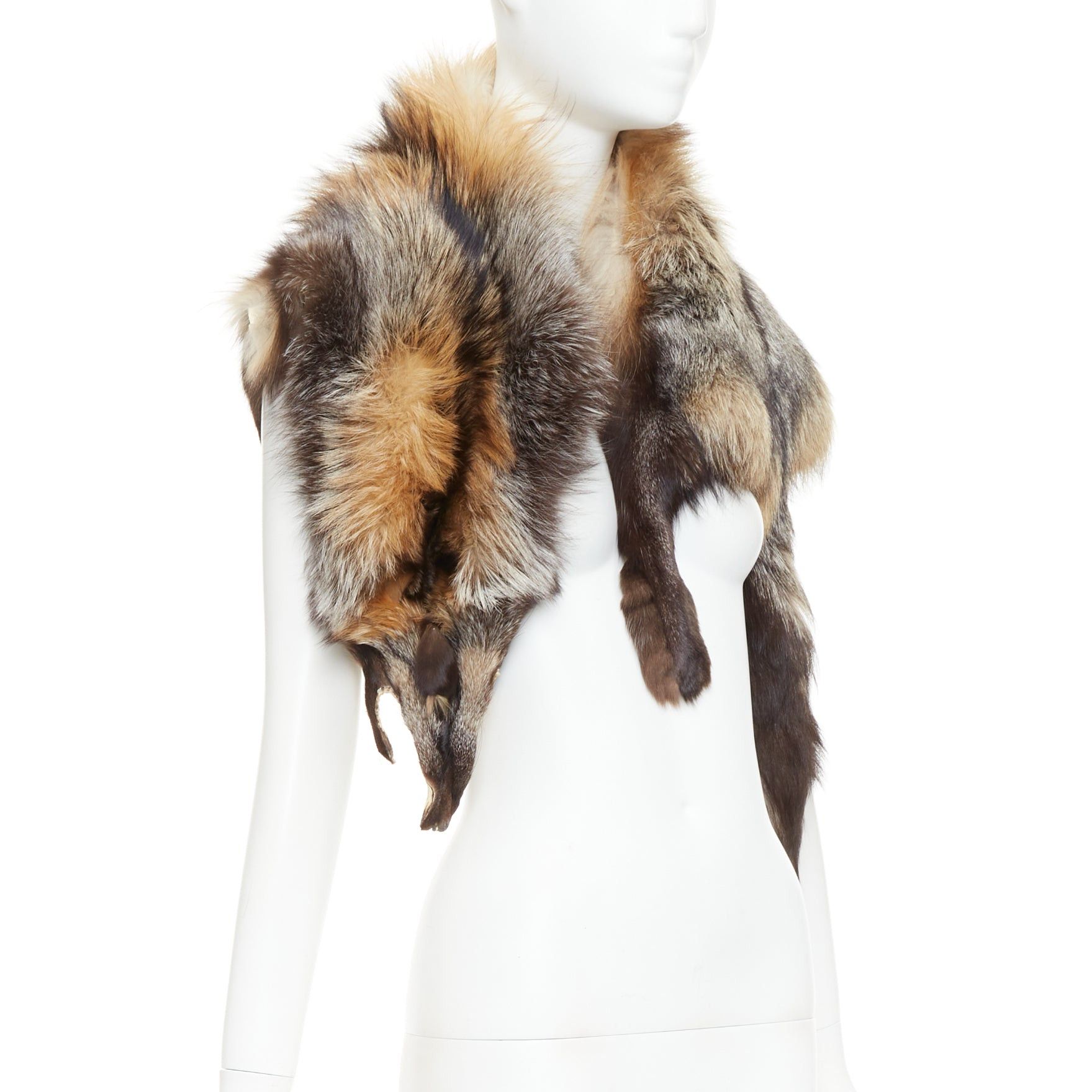 Other Brown ombre genuine fur animal scarf stole Size ONE SIZE - 3 Thumbnail