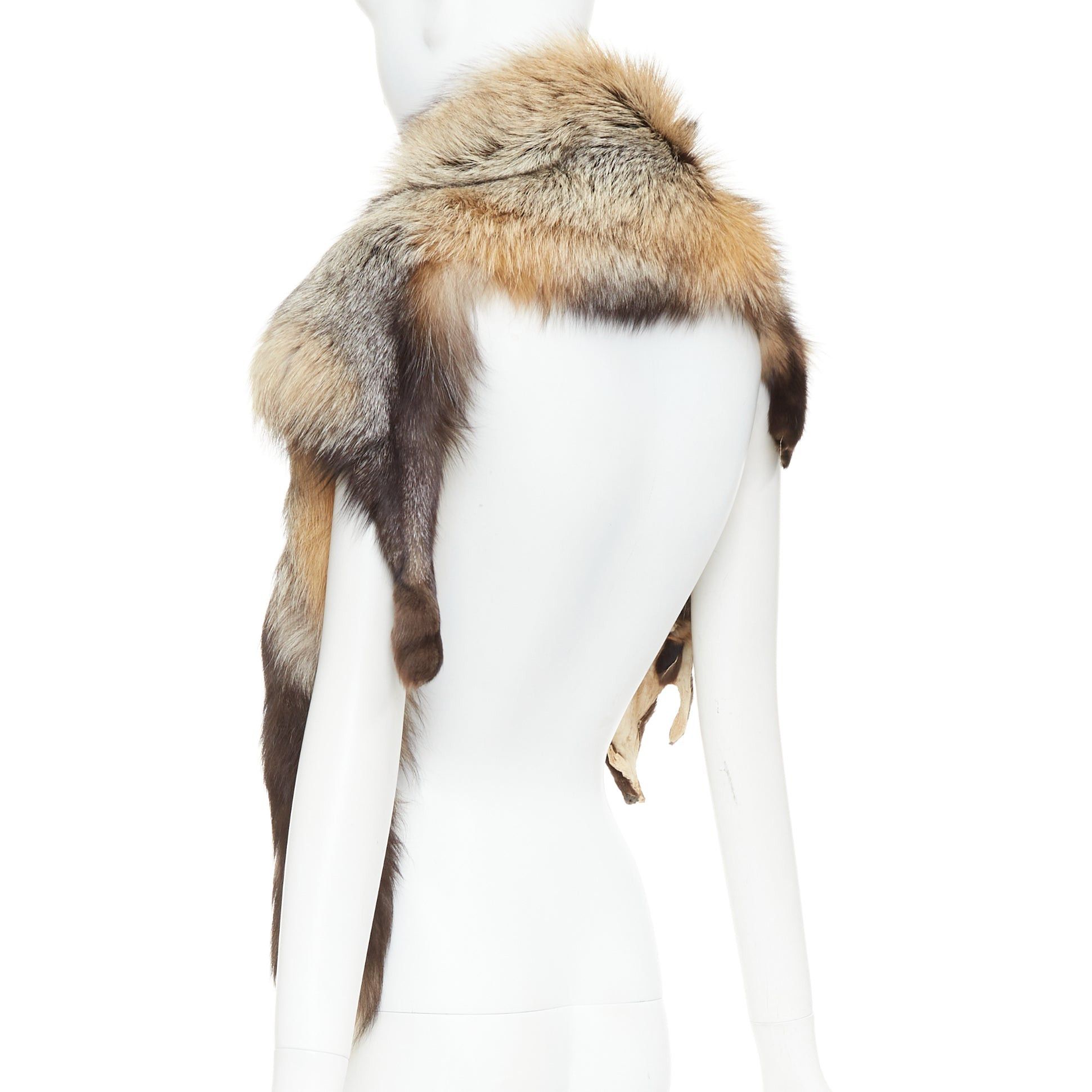 Other Brown ombre genuine fur animal scarf stole Size ONE SIZE - 6 Thumbnail