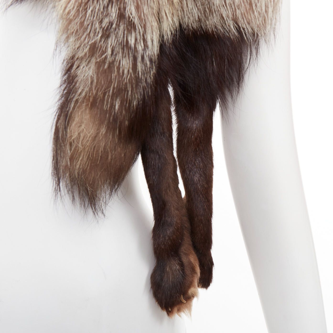 Other Brown silver ombre genuine fur animal scarf stole Size ONE SIZE - 7 Thumbnail