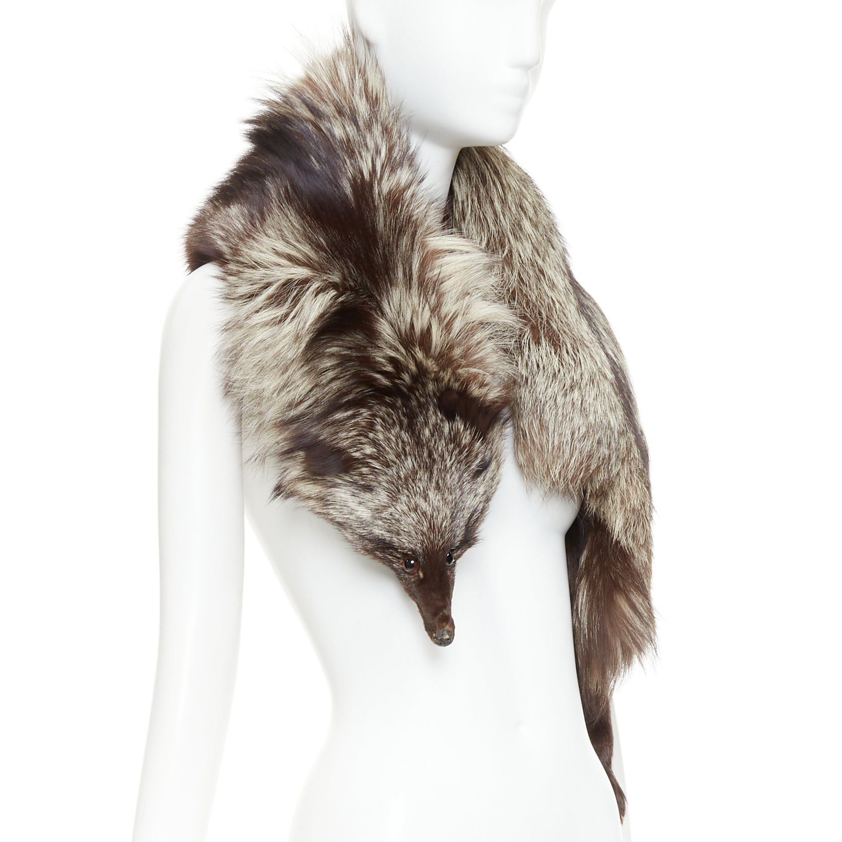 Other Brown silver ombre genuine fur animal scarf stole Size ONE SIZE - 3 Thumbnail