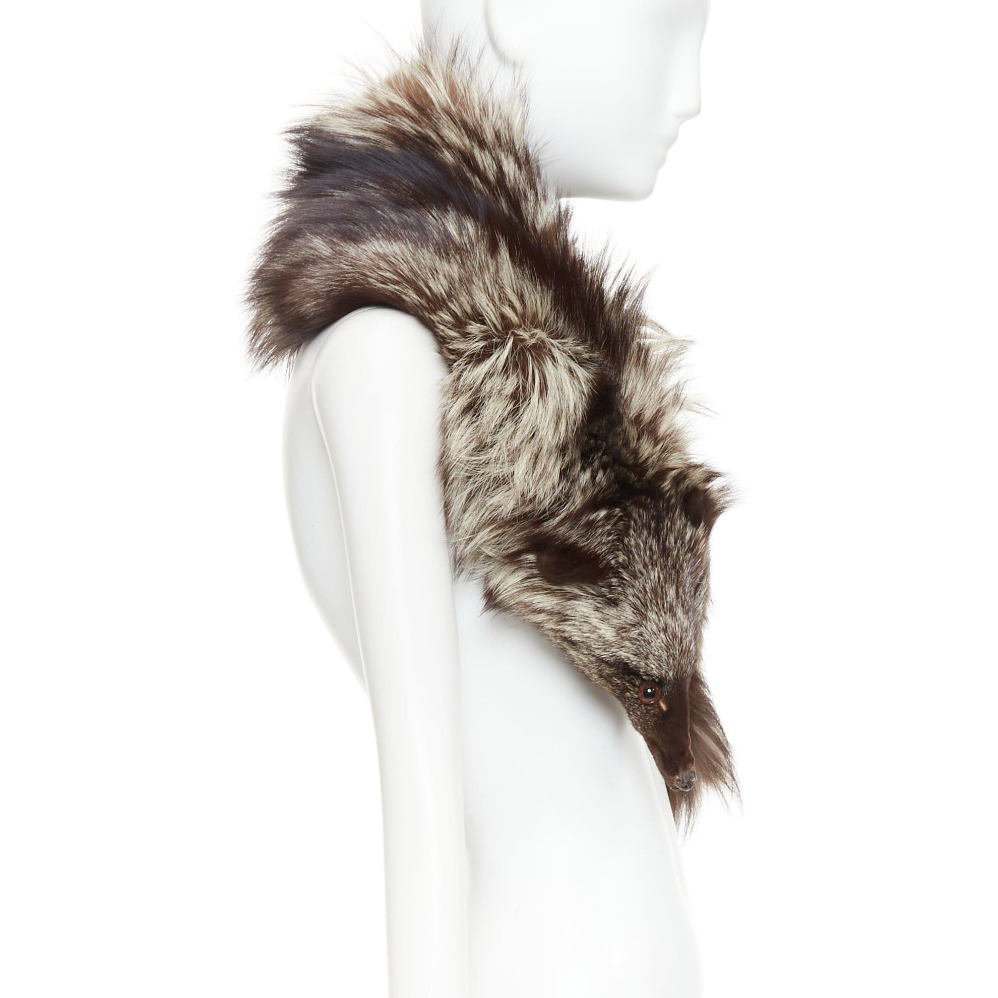 Other Brown silver ombre genuine fur animal scarf stole Size ONE SIZE - 4 Thumbnail