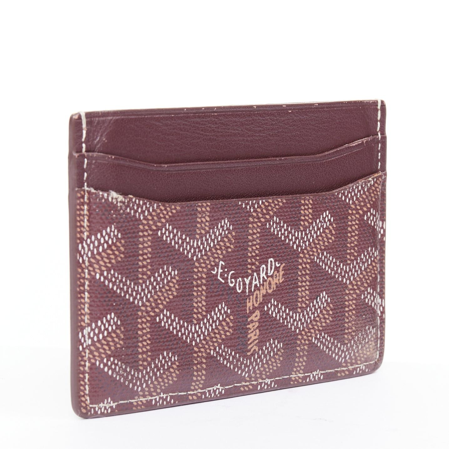 Goyard GOYARD Goyardine 4-slot red bordeaux white logo card holder Size ONE SIZE - 3 Thumbnail