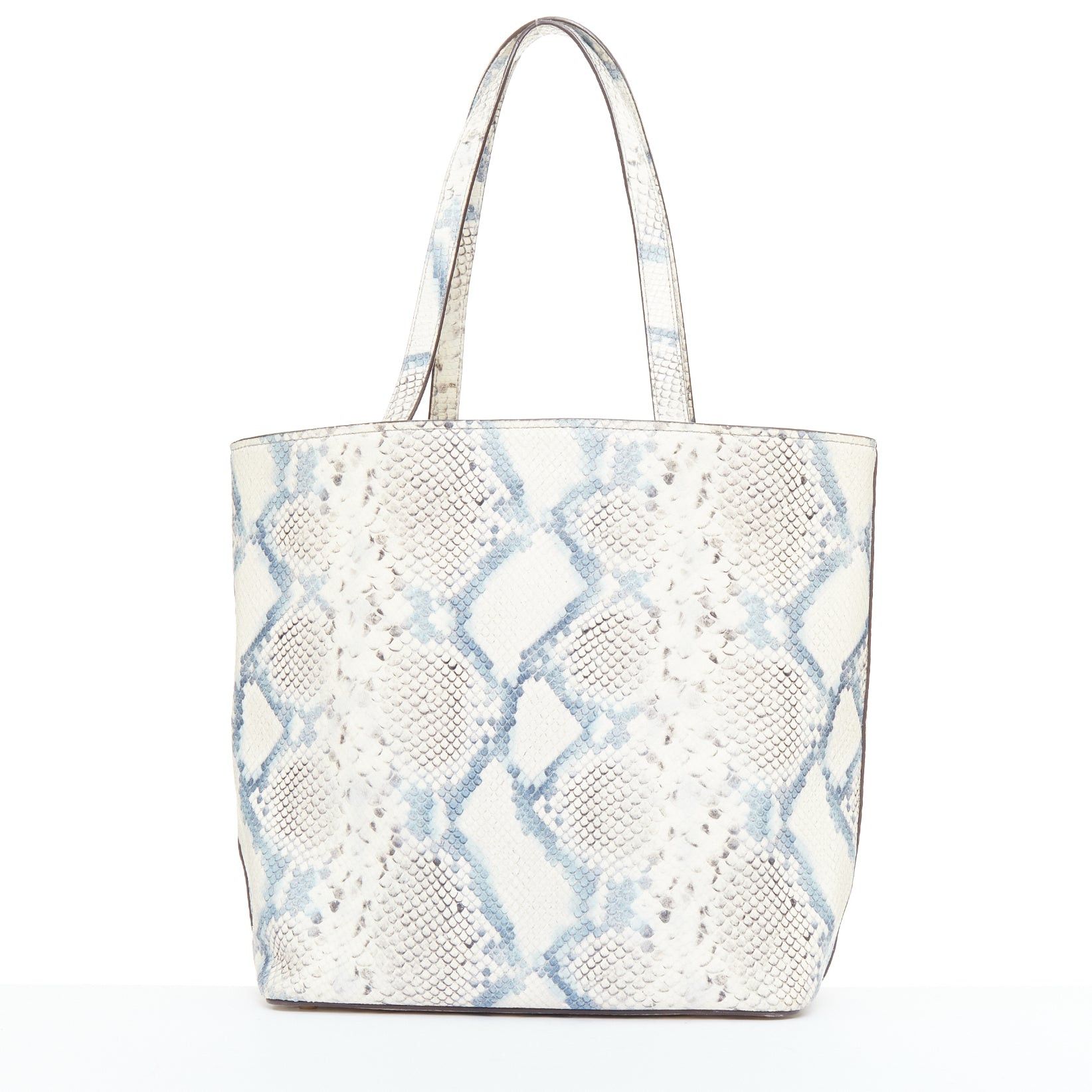 Kate Spade KATE SPADE blue cream scaled print goat skin gold logo drawstring tote bag Size ONE SIZE - 5 Thumbnail