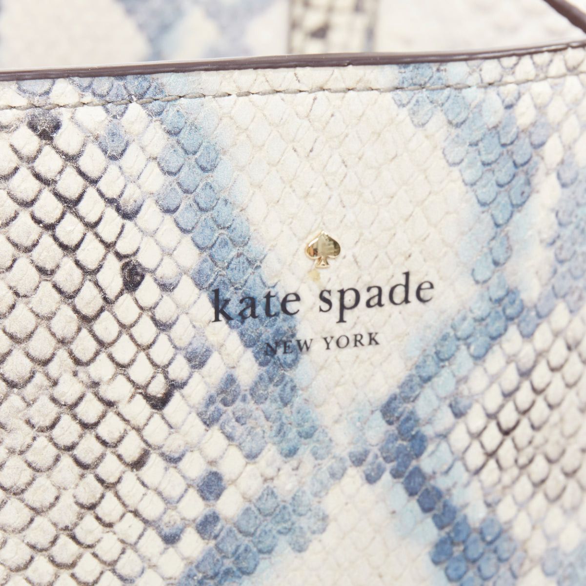 Kate Spade KATE SPADE blue cream scaled print goat skin gold logo drawstring tote bag Size ONE SIZE - 7 Thumbnail