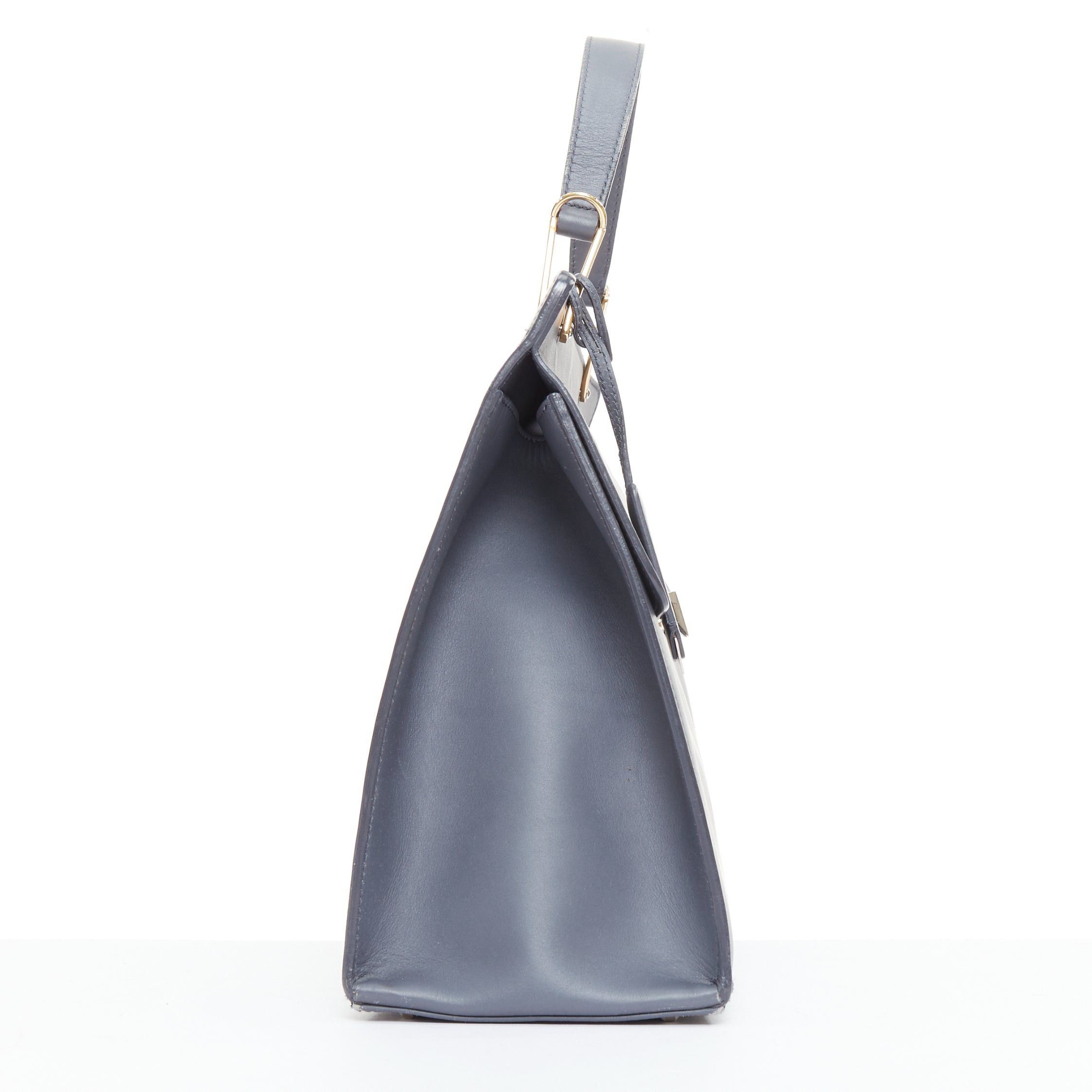 Balenciaga BALENCIAGA Le Dix Cartable Medium grey leather gold hardware structured top handle flap bag Size ONE SIZE - 4 Thumbnail