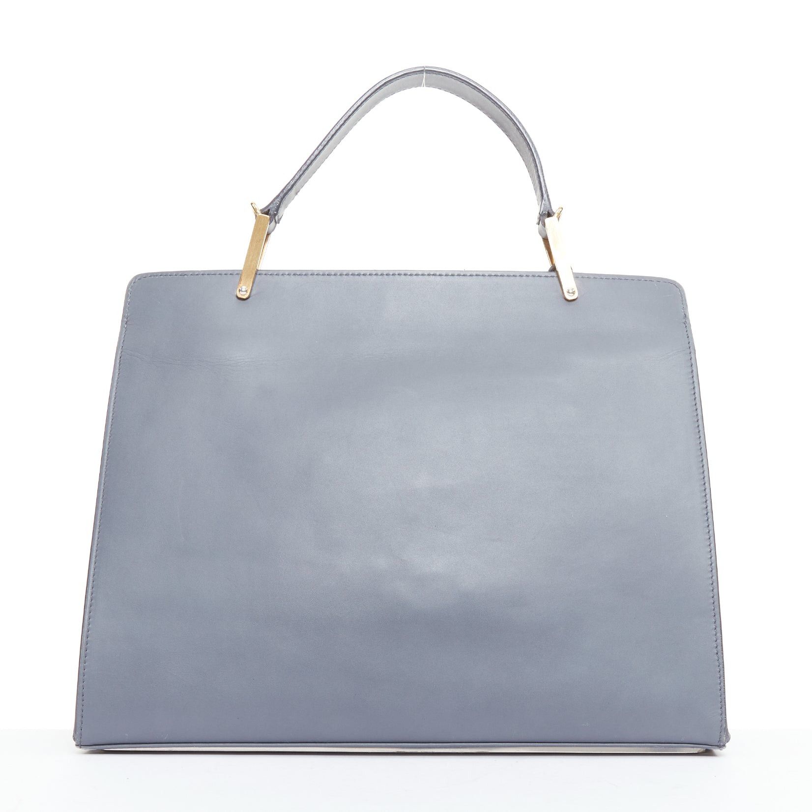 Balenciaga BALENCIAGA Le Dix Cartable Medium grey leather gold hardware structured top handle flap bag Size ONE SIZE - 5 Thumbnail