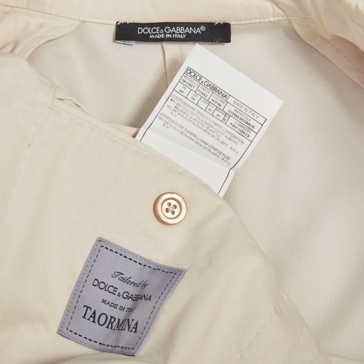 Dolce & Gabbana DOLCE GABBANA Taormina beige cotton silk shell buttons double breasted blazer IT44 XS Size 44R - 9 Thumbnail