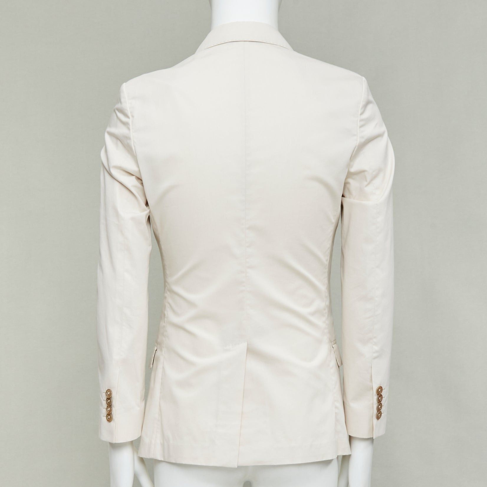 Dolce & Gabbana DOLCE GABBANA Taormina beige cotton silk shell buttons double breasted blazer IT44 XS Size 44R - 6 Thumbnail