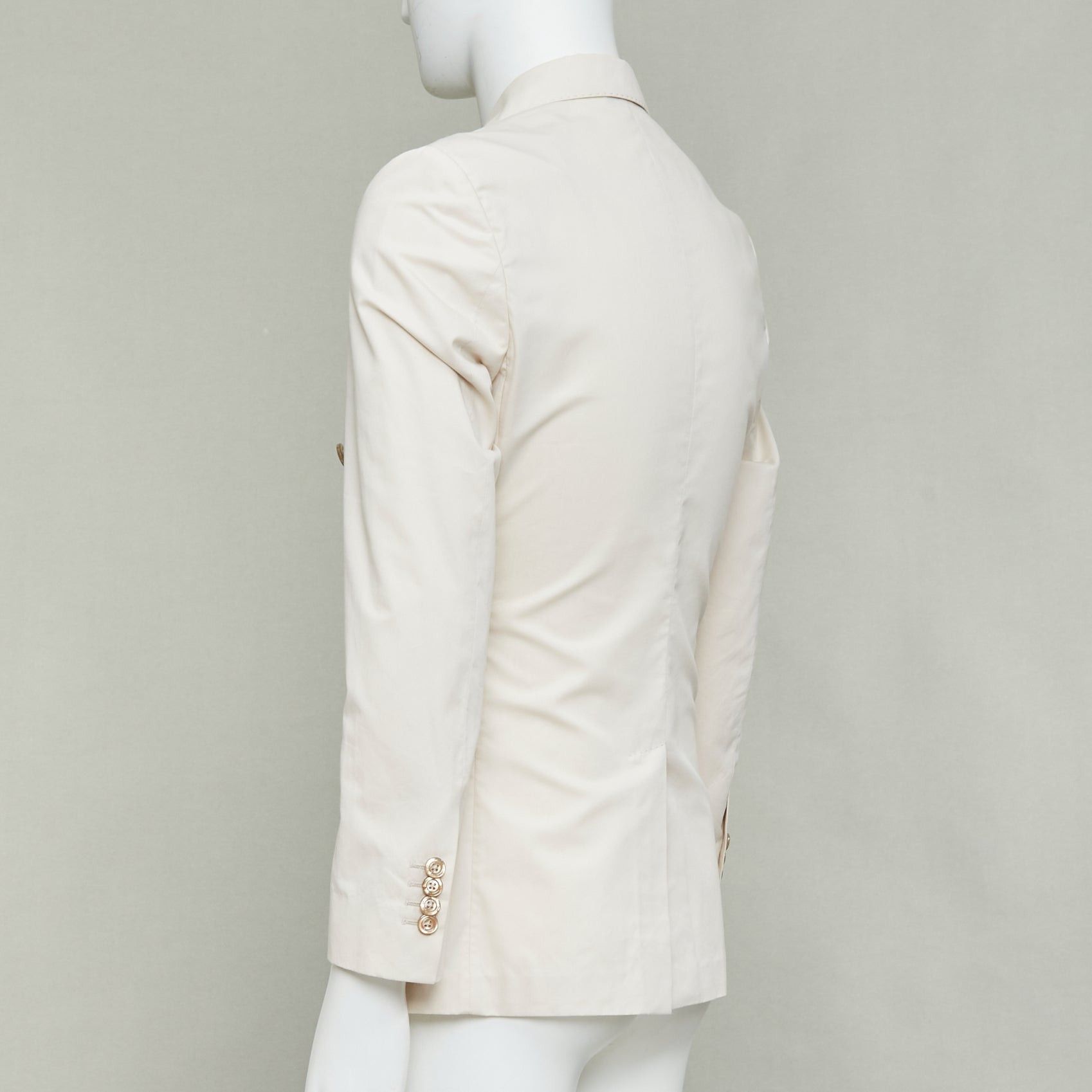 Dolce & Gabbana DOLCE GABBANA Taormina beige cotton silk shell buttons double breasted blazer IT44 XS Size 44R - 7 Thumbnail