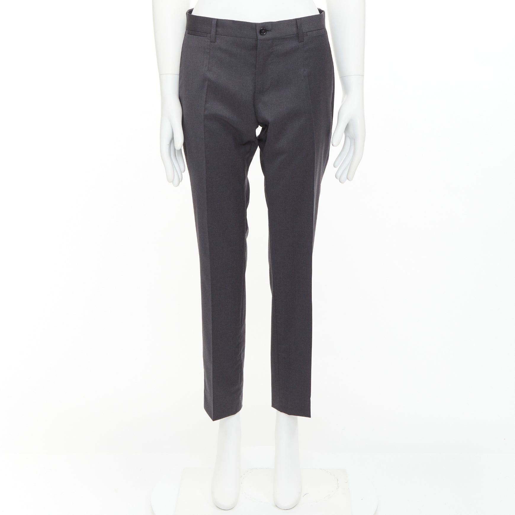 Dolce & Gabbana DOLCE GABBANA grey virgin wool blend mid waist cropped dress trousers IT44 XS Size US 26 / EU 42 - 9 Thumbnail