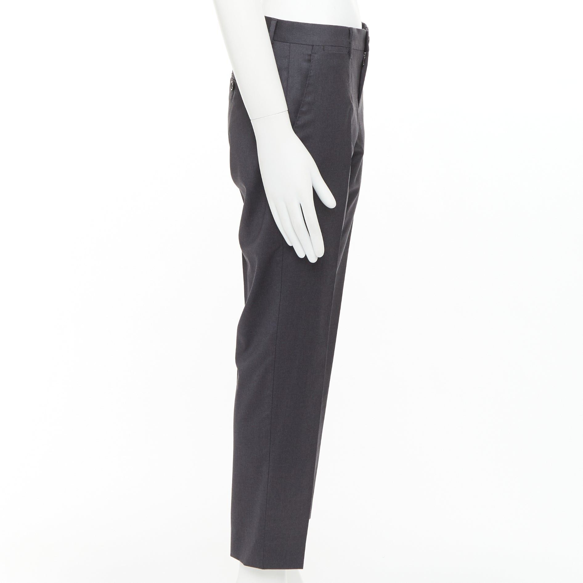 Dolce & Gabbana DOLCE GABBANA grey virgin wool blend mid waist cropped dress trousers IT44 XS Size US 26 / EU 42 - 4 Thumbnail
