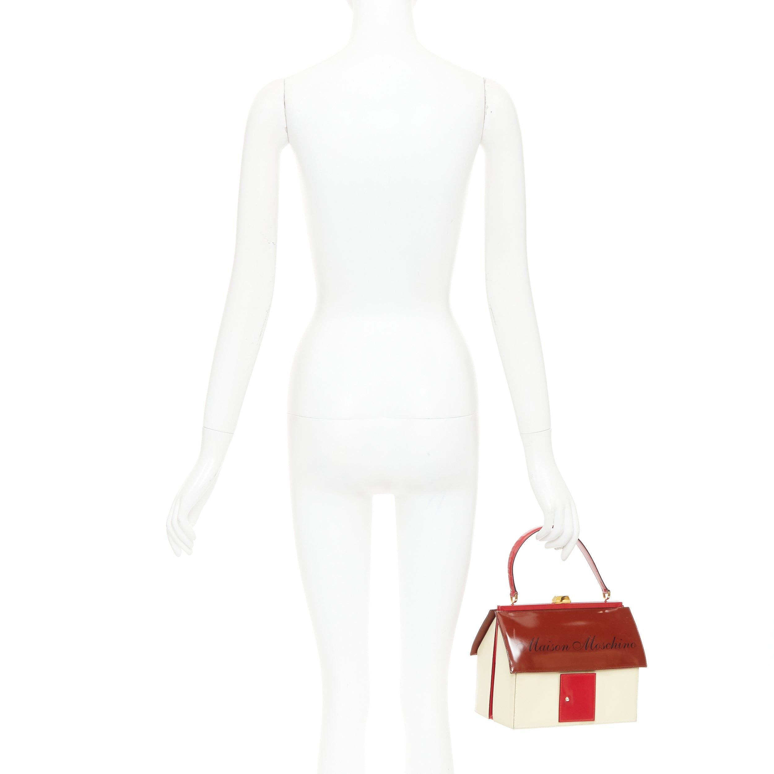 Moschino rare MOSCHINO 1990s Vintage burgundy Maison Moschino novelty House leather bag Size ONE SIZE - 2 Thumbnail