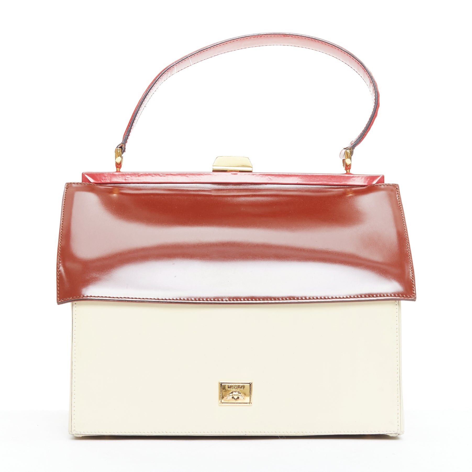 Moschino rare MOSCHINO 1990s Vintage burgundy Maison Moschino novelty House leather bag Size ONE SIZE - 5 Thumbnail
