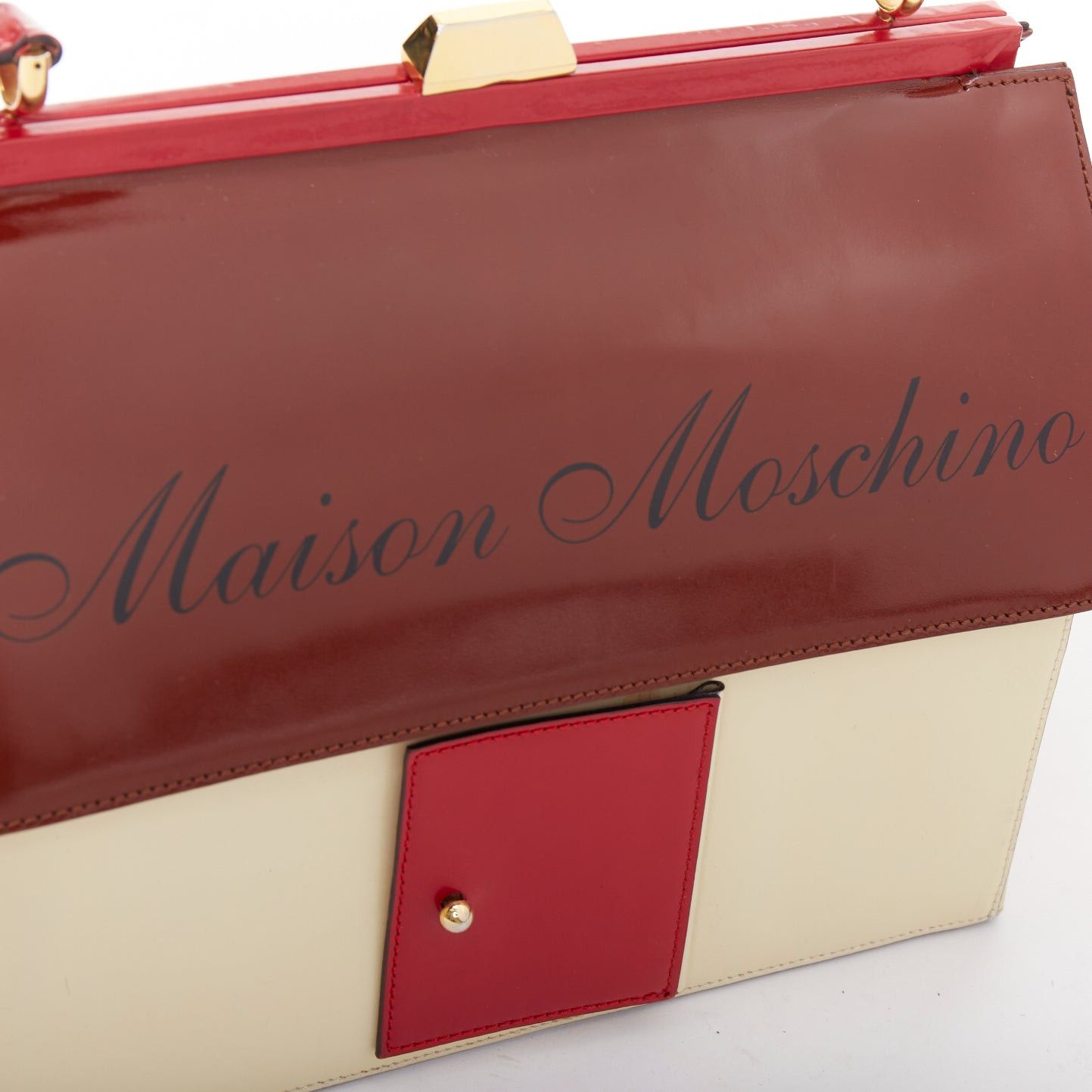 Moschino rare MOSCHINO 1990s Vintage burgundy Maison Moschino novelty House leather bag Size ONE SIZE - 7 Thumbnail