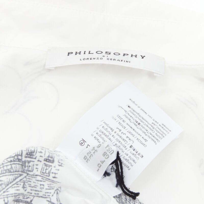Philosophy di Lorenzo Serafini PHILOSOPHY DI LORENZO SERAFINI white landmark illustration cotton shirt IT38 XS Size XS / US 0-2 / IT 36-38 - 9 Thumbnail