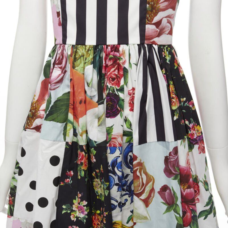 Dolce & Gabbana DOLCE GABBANA 2021 Sicilian Patchwork puff sleeve cotton poplin dress IT38 XS Size XS / US 0-2 / IT 36-38 - 8 Thumbnail